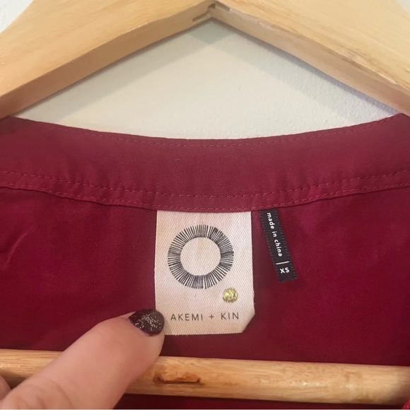 ANTHRO AKEMI + KIN Lucie Plaid Red Flannel Longlined Buttondown Top Tunic - Picture 6 of 10